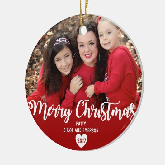 メリークリスマスパーソナライズされた2017フォトオーナメント セラミックオーナメント (左)