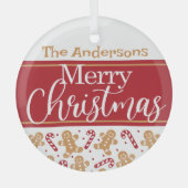 メリークリスマスパーソナライズされた ガラスオーナメント (正面)