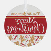 メリークリスマスパーソナライズされた ガラスオーナメント (裏面)