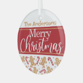 メリークリスマスパーソナライズされた ガラスオーナメント (正面左)