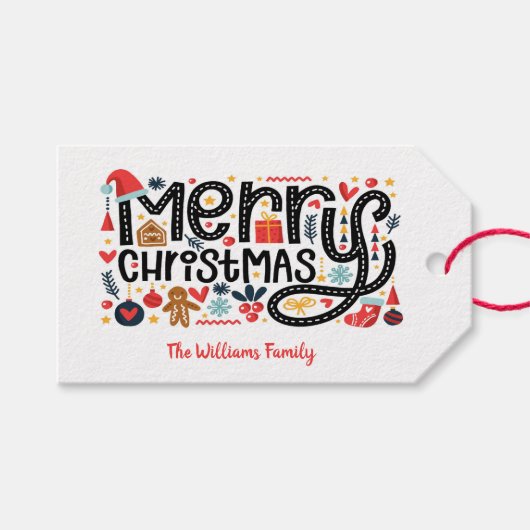 メリークリスマスパーソナライズされた ギフトタグ (正面(横))