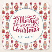メリークリスマスパーソナライズされた スクエアペーパーコースター (正面)