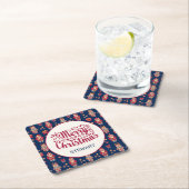 メリークリスマスパーソナライズされた スクエアペーパーコースター (インサイチュ)