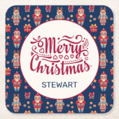 メリークリスマスパーソナライズされた スクエアペーパーコースター (正面)