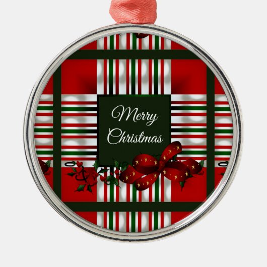 メリークリスマスパーソナライズされた メタルオーナメント (正面)