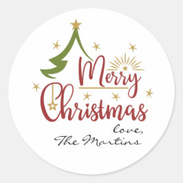 メリークリスマスパーソナライズされた ラウンドシール