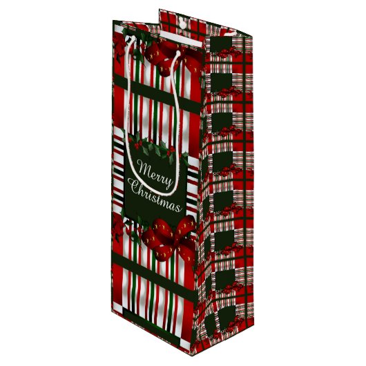 メリークリスマスパーソナライズされた ワインギフトバッグ (正面アングル)