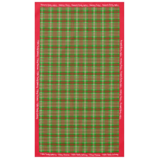 メリークリスマスパーソナライズドファミリー名または文字 テーブルクロス (正面)