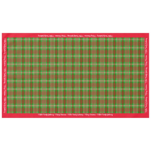 メリークリスマスパーソナライズドファミリー名または文字 テーブルクロス (正面(横))