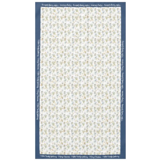 メリークリスマスパーソナライズドファミリー名または文字 テーブルクロス (正面)