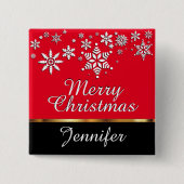 メリークリスマスパーソナライズホリデー – 赤 缶バッジ (正面)