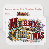 メリークリスマスパーティの招待状 招待状 (正面/裏面)