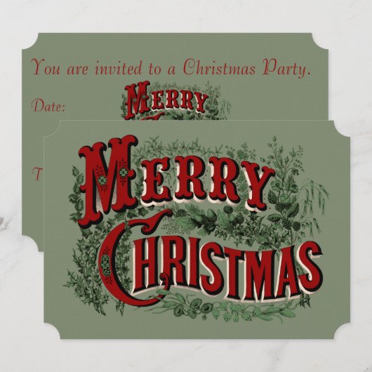 メリークリスマスパーティの招待状 招待状 (正面/裏面)