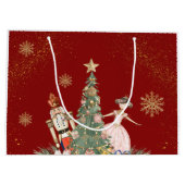 メリークリスマスパーティーくるみ割り深いレッド ラージペーパーバッグ (裏面)