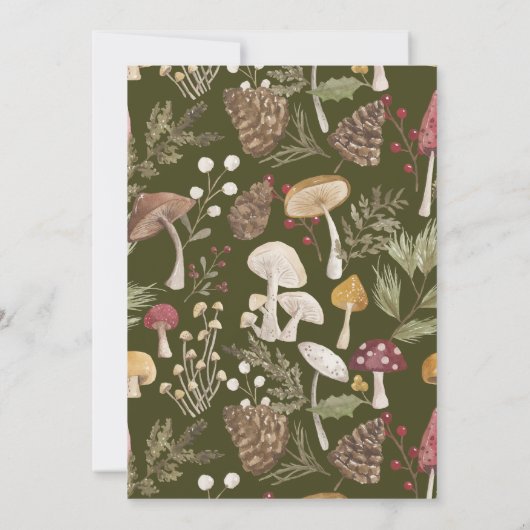 メリークリスマスパーティーウッドランドキノコ 招待状 (裏面)