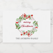 メリークリスマスパーティーグリーンリーレッドリース リキュールボトルラベル (シングルラベル)