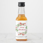 メリークリスマスパーティーグリーンリーレッドリース リキュールボトルラベル (正面)