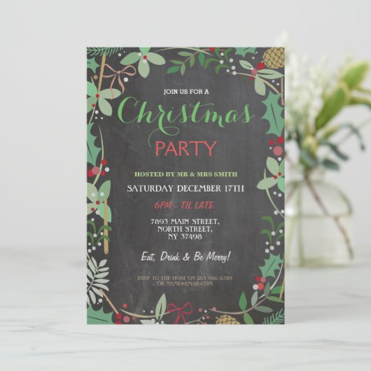 メリークリスマスパーティーチョークミスタントークリスマス招待状 招待状 (スタンド正面)