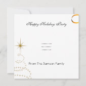 メリークリスマスパーティーホワイト金ゴールドレッドクリスマスグリッター 招待状 (裏面)