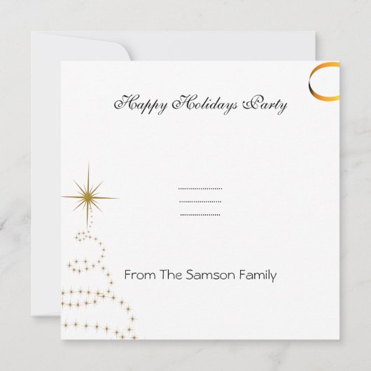 メリークリスマスパーティーホワイト金ゴールドレッドクリスマスグリッター 招待状 (裏面)