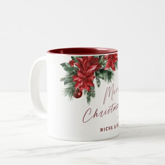 メリークリスマスパーティー従業員のクライアントギフト ツートーンマグカップ (正面左)