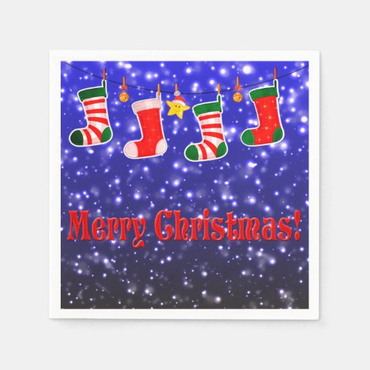 メリークリスマスパーティー紙ナプキンス スタンダードカクテルナプキン (正面)