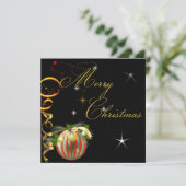 メリークリスマスパーティー金ゴールドレッドブラッククリスマスグリッター 招待状 (スタンド正面)