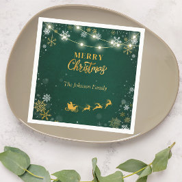 メリークリスマスパーティー雪片とサンタ スタンダードカクテルナプキン