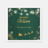 メリークリスマスパーティー雪片とサンタ スタンダードカクテルナプキン (正面)