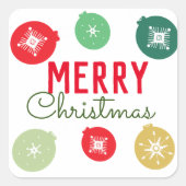 メリークリスマスパーティー雪片オーナメント スクエアシール (正面)