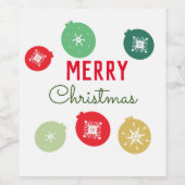 メリークリスマスパーティー雪片オーナメント ワインラベル (シングルラベル)