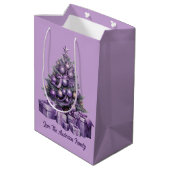 メリークリスマスパープルクリスマスツリー ミディアムペーパーバッグ (裏面アングル)