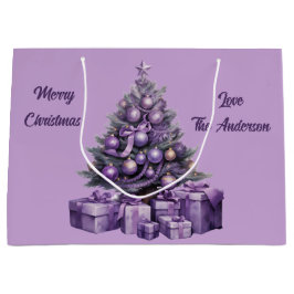 メリークリスマスパープルクリスマスツリー ラージペーパーバッグ