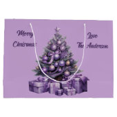 メリークリスマスパープルクリスマスツリー ラージペーパーバッグ (裏面)