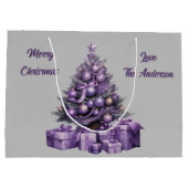 メリークリスマスパープルクリスマスツリー ラージペーパーバッグ (裏面)