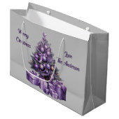 メリークリスマスパープルクリスマスツリー ラージペーパーバッグ (正面アングル)