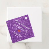 メリークリスマスパープルグリッター名メッセージカード フェイバータグ (インサイチュ)