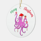 メリークリスマスパープルサンタタコ セラミックオーナメント (左)