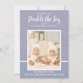 メリークリスマスパープルペイズリーレースツインガールボーイ シーズンカード (正面)