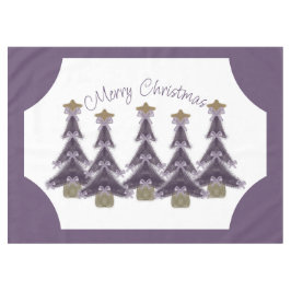 メリークリスマスパープルボウズ金ゴールドスターツリー テーブルクロス