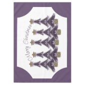 メリークリスマスパープルボウズ金ゴールドスターツリー テーブルクロス (正面)