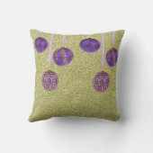 メリークリスマスパープルボードブルグリッター金ゴールド枕 クッション (裏面)