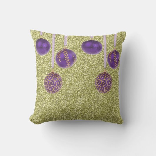 メリークリスマスパープルボードブルグリッター金ゴールド枕 クッション (正面)