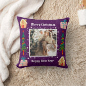 メリークリスマスパープル家族の写真 クッション (ブランケット)