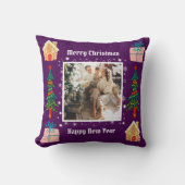 メリークリスマスパープル家族の写真 クッション (正面)