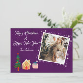 メリークリスマスパープル家族の写真 シーズンカード (スタンド正面)