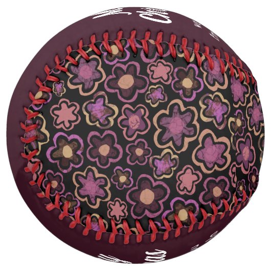 メリークリスマスパープル花柄 ソフトボール (正面左)