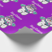 メリークリスマスパープル雪だるまラッピング紙 ラッピングペーパー (角)