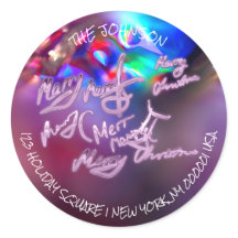 メリークリスマスパープルRSVP差出人住所ラベル