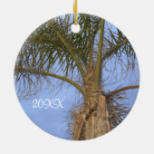 メリークリスマスパームツリーオーナメントカスタマイズ日付 セラミックオーナメント (裏面)